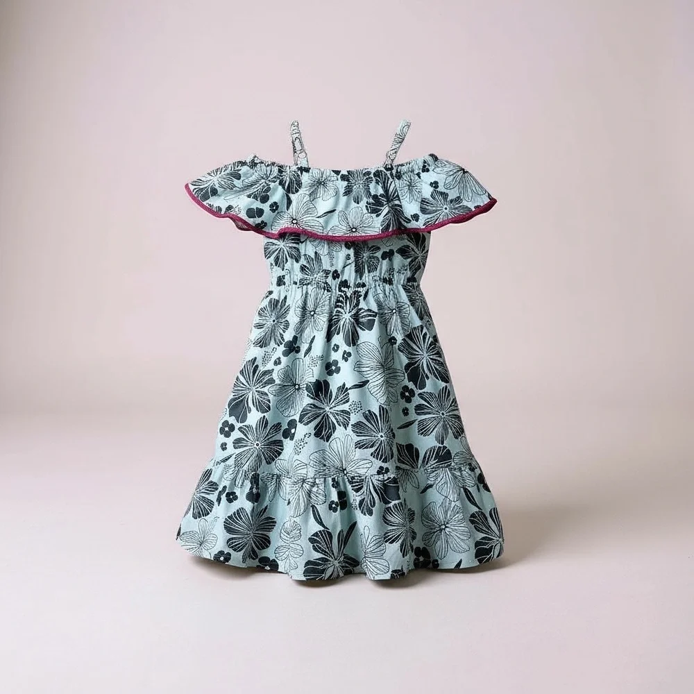 The Children's Place Black Floral Off-Shoulder Dress